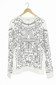 トレーナー スウェット 総柄 長袖 M 白