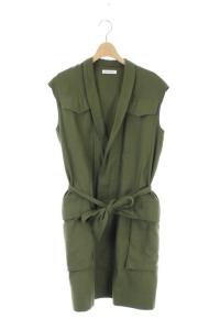 ジレ ロング リボン XS カーキ