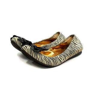 ゼブラ柄バレエシューズ 5.5W ブラック