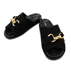 ミュールサンダル クロス スエード ストラップ 40 黒 ブラック