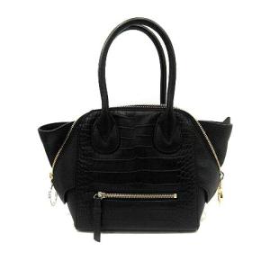 バッグ ハンド レザー クロコ型押し 黒