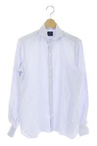 シャツ 長袖 ストライプ 39 青