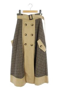 STUDIOUS 別注 トレンチスカート フレア チェック ベージュ