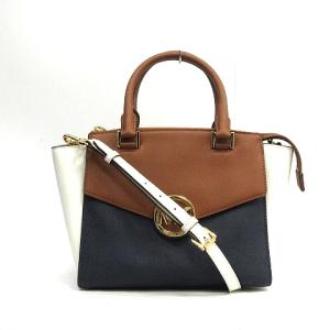 HUDSON MD SACHEL バッグ トート ショルダー 2way フェイクレザー 青 ブルー 白 ホワイト 茶 ブラウン