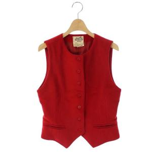 ジレ ベスト ウール 40 赤