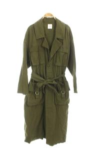 ARMY POCKET LONG COAT ロングコート ミリタリー ベルト付 カーキ