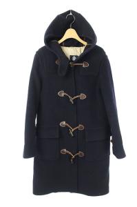 ウールロングダッフルコート 背抜き ロング M 紺