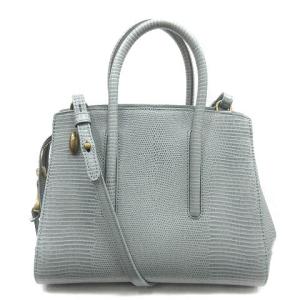 バッグ ハンド ショルダー 2way レザー リザード型押し 水色