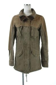 レイヤードミリタリージャケット ジップアップ S カーキ ベージュ