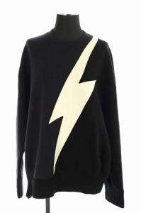 カットソーボンディングプルオーバートップス 長袖 厚手 M 紺