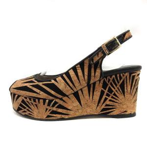 ストラップウエッジソールサンダル 37 ブラウン