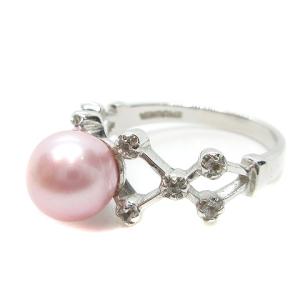 指輪 リング ダイヤ ピンクパール K18WG ホワイトゴールド