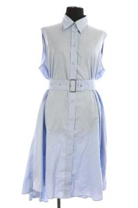 MM6 ノースリーブシャツワンピース フレア ベルト付き 38 ライトブルー