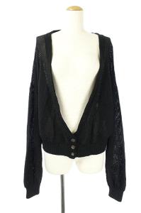 6 MESH V NECK NECK KNIT CARDIGAN ブラック