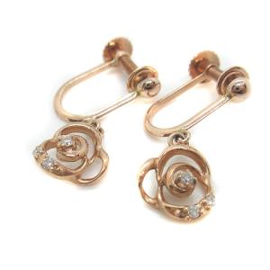 イヤリング ダイヤモンド フラワーモチーフ K10 ゴールド