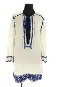 インド綿刺繍チュニックブラウス 長袖 36 白