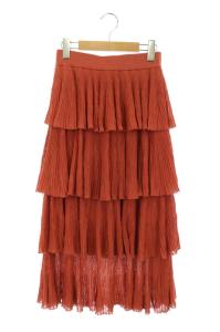19SS シアーリブニットスカート 36 テラコッタ