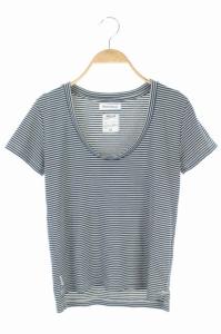 半袖ボーダーカットソー Uネック 00 紺 白