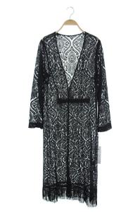 20AW ペイズリー刺繍ガウン カーディガン 長袖 ロング 36 黒