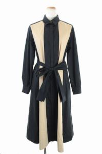 20AW バイカラーシャツドレス ワンピース ベルト付き 38 ブラック