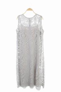 20AW レースマキシワンピース インナーキャミソール付き 38 グレー
