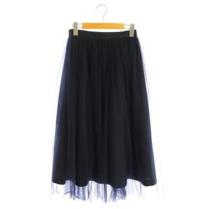 ロク ストライプ柄チュールギャザーロングスカート