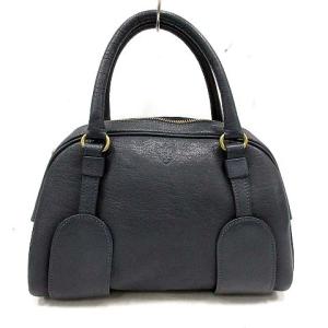 ショルダーバッグ ミニボストン ハンド トート 2way レザー ハラコ 切替 紺 ネイビー