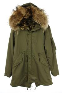 モッズコート ジップアップ ファーフード S 緑 カーキ