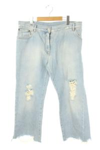 MM6 パンツ デニム ジーンズ 再構築クラッシュ加工 クロップド 36 青