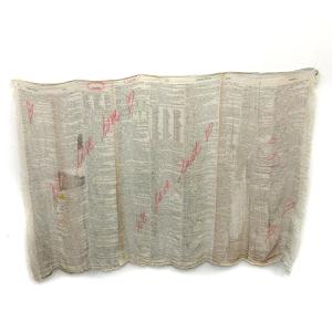 ストール 大判 英字 フリンジ グレー