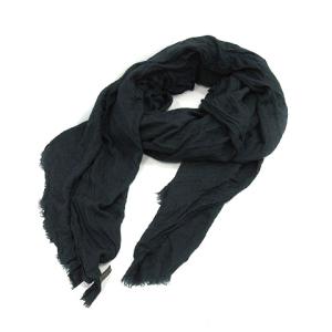 ストール カシミヤ混 フリンジ ダークネイビー