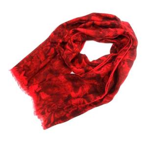 ストール カシミヤ シルク混 総柄 チョウチョ 赤 MT9EC067SCB