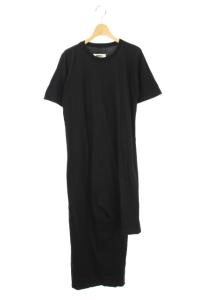 MM6 19AW 変形カットソーワンピース ロング 半袖 M 黒 ブラック
