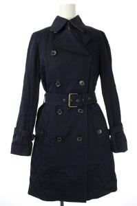 ライナー付 トレンチコート ダブル ベルト 36 ネイビー