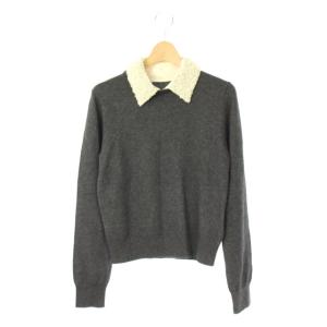 20AW パール衿付きニット セーターグレー アイボリー