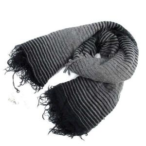 ウールストライプマフラー ブラック