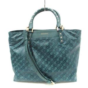 バッグ トート ショルダー 2way ロゴ スタッズ 緑