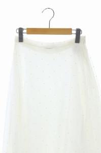 Christian Dior ドットチュールスカート フレア シルク 2枚セット ロング 40 白