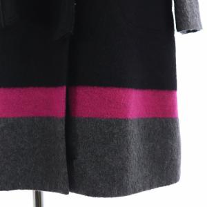 LANVIN en Bleu ノーカラーコートウール ベルト付き 38 黒 ピンク グレー