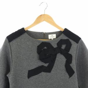 LANVIN en Bleu ワンピース ひざ丈 七分袖 リボン 38 グレー