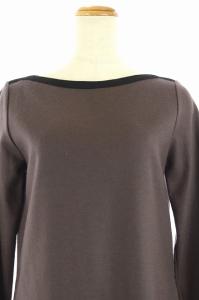 LANVIN en Bleu ワンピース ひざ丈 長袖 ウール スリット ギャザーキャミワンピ付き 38 茶 黒