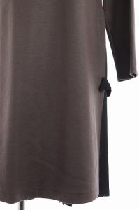 LANVIN en Bleu ワンピース ひざ丈 長袖 ウール スリット ギャザーキャミワンピ付き 38 茶 黒