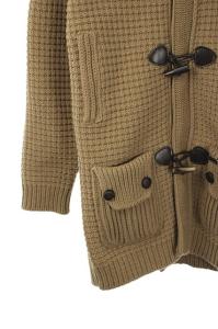 Bark ダッフルニットコート アウター フード ウール混 XS ベージュ