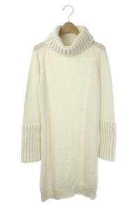 MM6 ボリュームネックニットワンピース ひざ丈 長袖 S 白 ホワイト