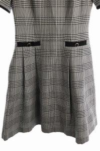 TO BE CHIC 20SS グレンジャガードワンピース ひざ丈 半袖 グレンチェック 千鳥格子 40 黒 白