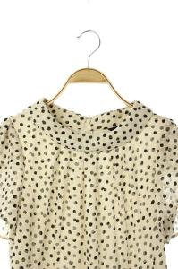 TO BE CHIC 20SS ドットプリントワンピース ひざ丈 半袖 レース 40 アイボリー 黒