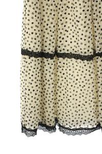 TO BE CHIC 20SS ドットプリントワンピース ひざ丈 半袖 レース 40 アイボリー 黒