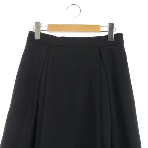 TO BE CHIC 20AW ポリエステルレーヨングログランスカート フレア ロング ミモレ丈 フリル 40 黒 ブラック