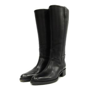 SARTORE ジョッキーブーツ ロングブーツ ローヒール レザー 37.5 23.5cm 黒 ブラック