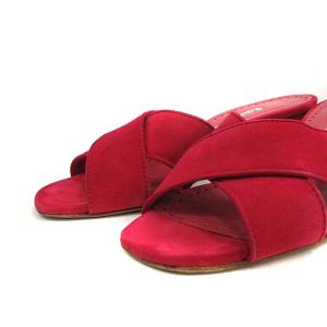 MANOLO BLAHNIK ミュール サンダル ハイヒール スエード 37 24cm 赤 レッド